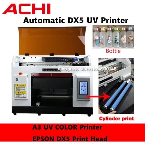 A3 UV Printer & Epson DX5 Printed Head for Cylindrical 3D Rotation Embossed print phone case, wood, T-shirt Print factory