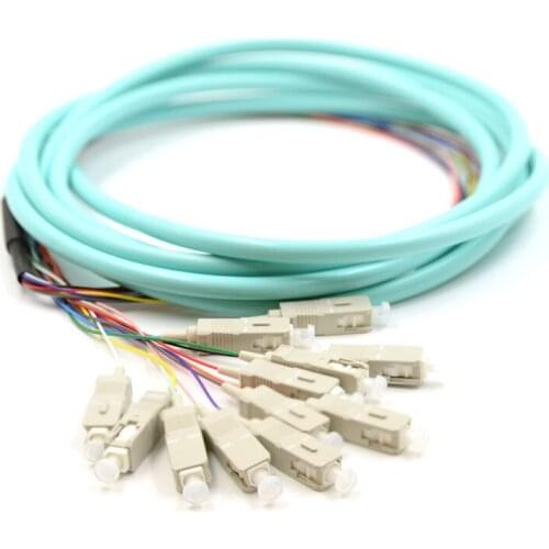 1.5 Meters 12 Strand 50/125 OM3 Fiber Optic Pigtails SC/UPC Multimode
