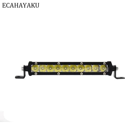 1 pcs ECAHAYAKU Single Row 7inch Ultra Slim LED Light Bar 10x3W LED 30W Work Light Bar 12V White/Yellow For Off-Road SUV 4X4 ATV