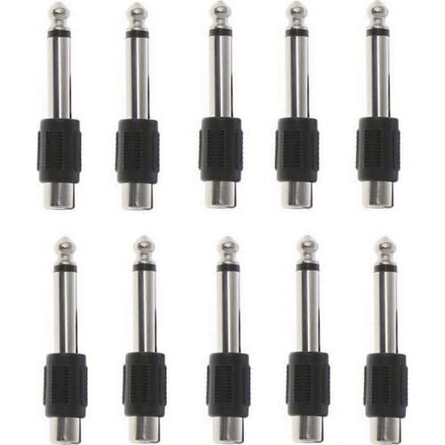 10pcs 6.5mm to 3.5mm Jack Sound Mixer Microphone Connector Converter Adapter Audio& Video Cables Connector Converter