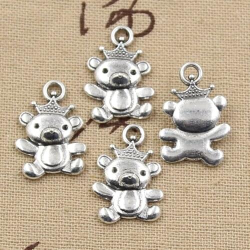 8pcs Charms Koala Bear With Crown 22x16mm Antique Bronze Silver Color Plated Pendants Making DIY Handmade Tibetan Finding