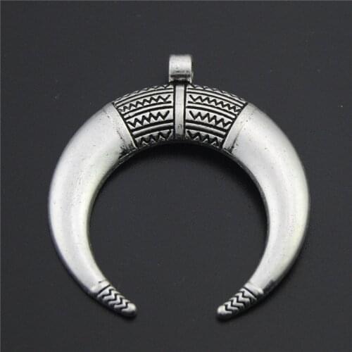 2PCS New Arrive 2019 Silver Color Moon Double Horn Charms For DIY Jewelry Making Findings A2289