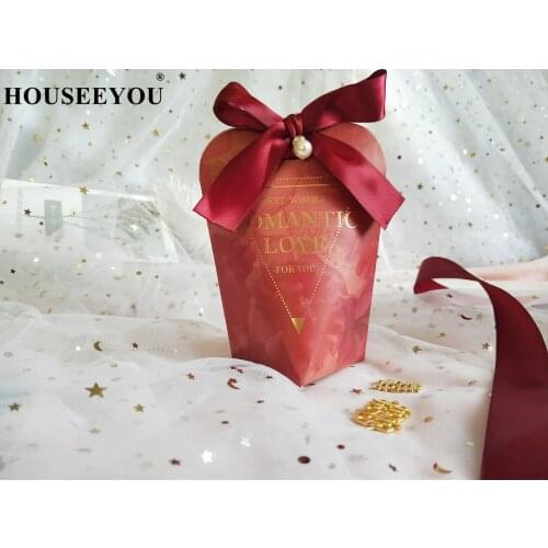 20PCS/Lot Three Dimensional Heart Shaped Wedding Candy Box Present Packaging Paper Gift Bag for Guest Kids Party Supplies