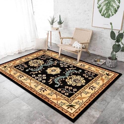 200*300cm Pixel Style Flower Ethnic Style Yellow Black Living Room Bedroom Bedside Carpet Floor Mat Customization
