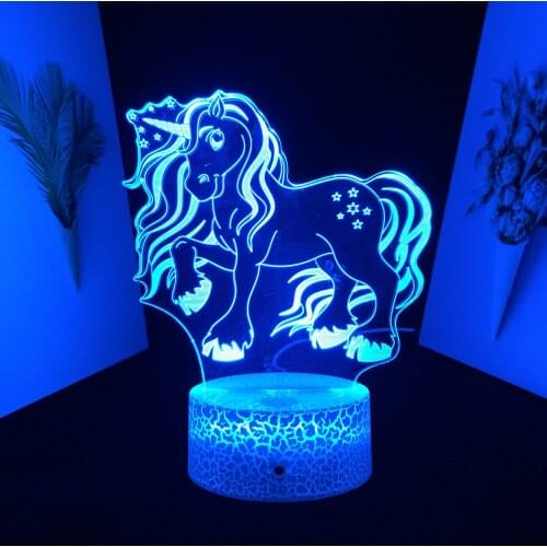 3D Lamp Unicorn Child Night Light for Kids Gift Girl Bedroom Decor Unicorn Night Lamp Color Changing USB Battery Nightlight