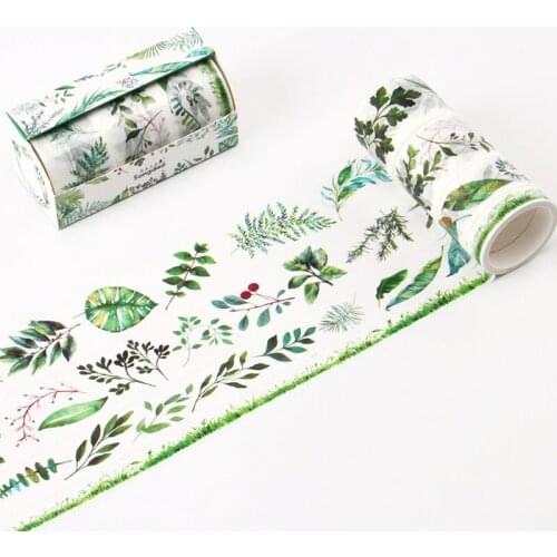 6 Roll Retro Washi Tape Set Green Plants Flower Aesthetic Stickers Masking Tape Scrapbooking Fall Decor Japanese Stationery