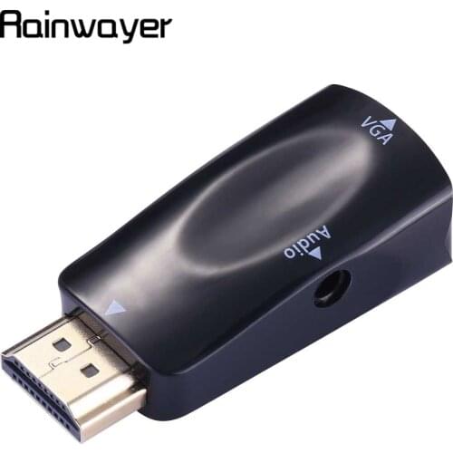 Rainwayer to VGA Adapter Audio Cable Converter Male to Female Support HD 1080P For PC Laptop TV Box Projector HDMI-compatible