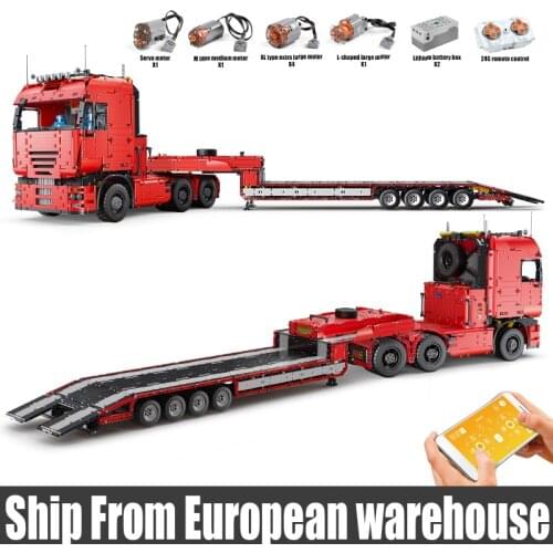 MOULD KING 19005 Car Toys The Motorized Tractor Truck and Trailer Model MOC-2475 Building Blocks Bricks Kids Gifts