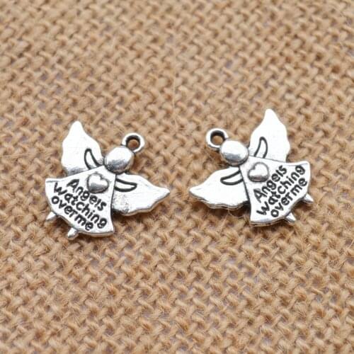 Free Shipping Antique Silver Plated Double Sided Angel Charms Pendants jewelry DIY