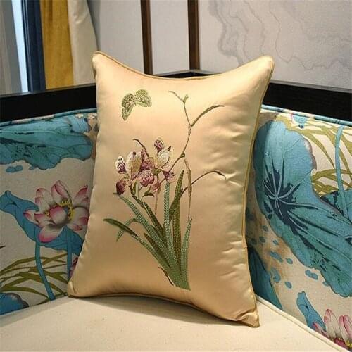 Free Shipping Classical Orchid Waist Bloster Cushion With Inner 40x60CM Throw Pillow Embroidery Stain Chair Pad Decorate