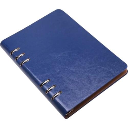 A5 Notebook 6 Holes PU Leather Cover Notebook Loose Pocket Leather Refillable Notebook Binder Rings Journal