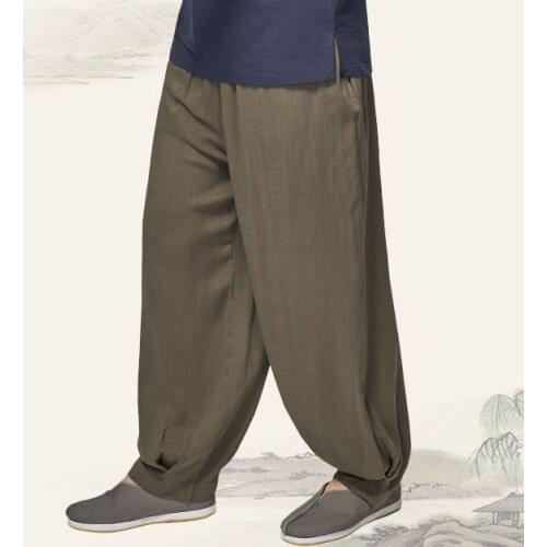 Unisex 6color cotton&linen buddhist lay meditation trousers zen Kung Fu shaolin monk pants blue/red/green Summer&Spring