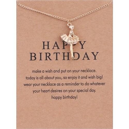 Fashion Jewelry Elegant Dance Girl Pendant Necklace Happy Birthday Ballet Girl Gold Color Alloy Pendant Choker Short Necklace