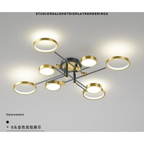 Black Ceiling Chandelier 4/6/8 Head Light Remote Control Dimmable Lamp for Living room Bedrom Hotel Chandelier Kitchen
