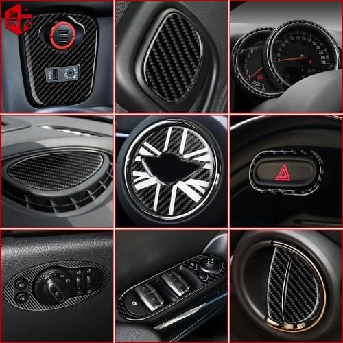 For MINI Cooper F56 F55 F54 Inner Carbon Fiber Sticker Decal Cover Handle Vent Console Panel Housing Case Accessories