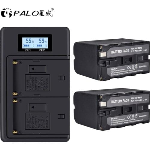 NP-F960 NPF960/F970 LCD Dual Charger+2Pcs 7200mAh NP-F970 NP F970 Power Display Battery for SONY F930 F950 F770 F570 CCD-RV100