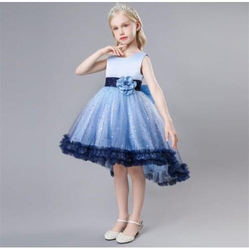 Flower Girl Elegant Dress Children Bridemaid Wedding Sequins Dresses Kids Tulle Fluffy Gowns Girls Boutique Party Frocks