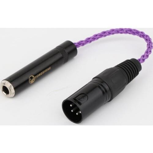 HIFI 4-Pin XLR Male Balanced to 6.35mm 1/4 Female Single Crystal Coppe Silver Plated Audio Adapter Cable Hi-end Audio Cable