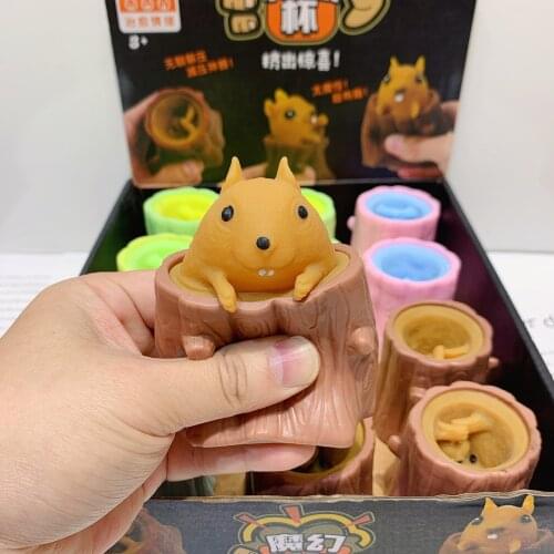Funny Push It Fidget Flying Mouse Cup Squeeze Toy Antistress Evil Squirrel Hand Toys Adult Kids Figet Stress Toy