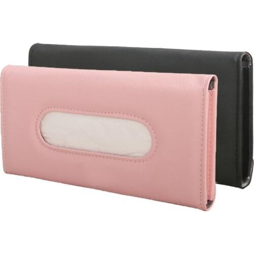 Tissue Box Car Sun Visor Tissue Box Auto Interior Leather Hanging Paper Towel Clip Backseat Napkin Holder Case Decorate Storage
