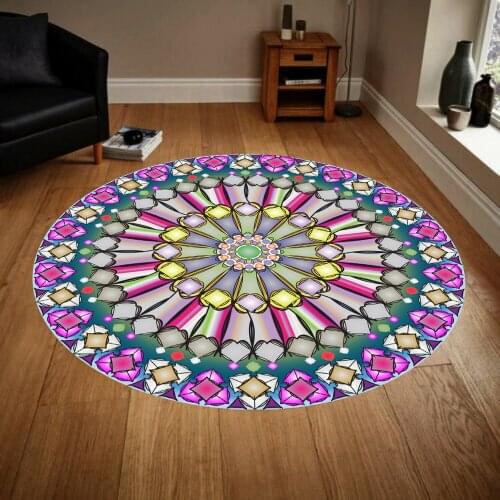 Mandala Geo27671 Patterned Round Carpet, Non Slip Floor Carpet,Kitchen Rug,Teens Carpet, Corridor Rug, area Rug Modern Carpet
