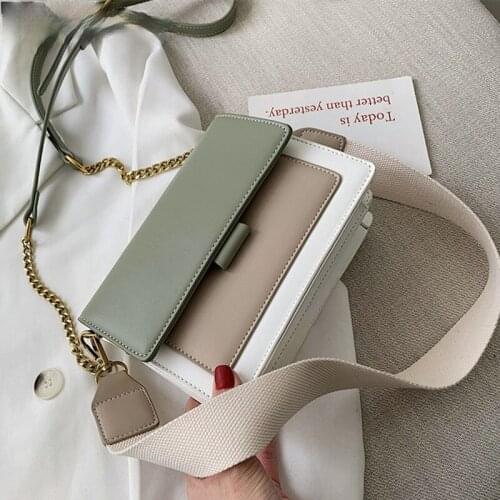 Contrast Color Leather Crossbody Bags For Women 2021 Travel Handbag Fashion Simple Shoulder Messenger Bag Ladies Mini Flap Bag