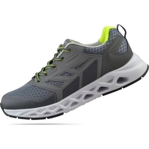 FEIMEIGU Men Elastic Sneakers Non Slip Trainers Running Jogging Walking Hiking Outdoor Athletic Workout Durable Shoes Gray Style