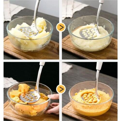 Stainless Steel Potato Masher Plastic Handle Vegetable Masher Manual Masher Potatoes Crusher Fruit Tools Potato Masher