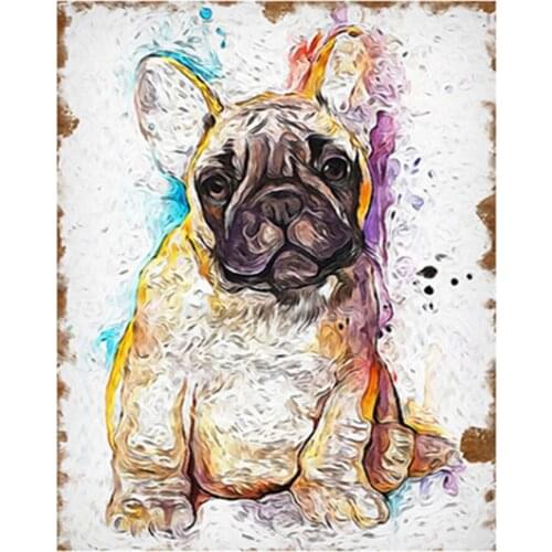 DIY Digital Painting By Numbers Package Colored fur dog Coloring Wall Art Picture Gift frameless