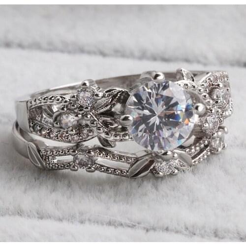 WYJZY Girlfriends couple ring set inlaid zircon ladies classic friendship wedding engagement ring fashion personality jewelry