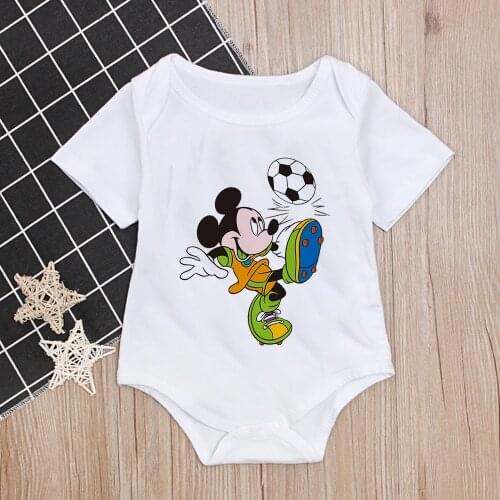 New Baby Boys Bodysuit Short Sleeve White Baby Boy Girl Clothes Mickey Mouse Printed Newborn Body Bebe Infantil Clothing