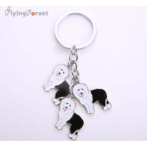NEW Old English Sheepdog Key Chain DIY Dog Keyring Jewelry Bag Cute Pet Keychains Woman Metal Keychain For Cars Wholesale Gift