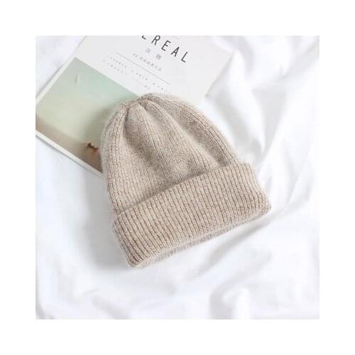 2021 Autumn Winter Rabbit Hair Skullies Hat Outdoor Fashion Warm Beanies Hats Casual Women Girls Solid Cover Head Knitting Cap