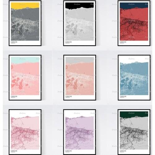 Caracas, Venezuela Map Art Print - Many Styles - Scandi / Vintage/ Wall Art Canvas Modular Pictures Modern Home Decor Posters
