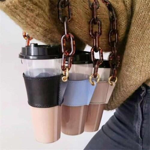 Portable Water Bottle Carry Bag Mug Holder Coffee Cup Storage Bag Leather Elegant Hand-held Milk Tea Drinking Bottles Crossbody