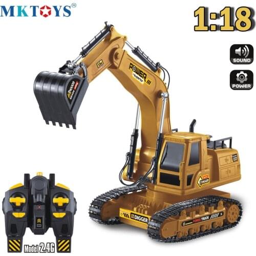 1:18 RC Truck RC Excavator Tractor Model Engineering Car 2.4G Radio 680 Rotation Digging Soil Sound Effects Kids Toy