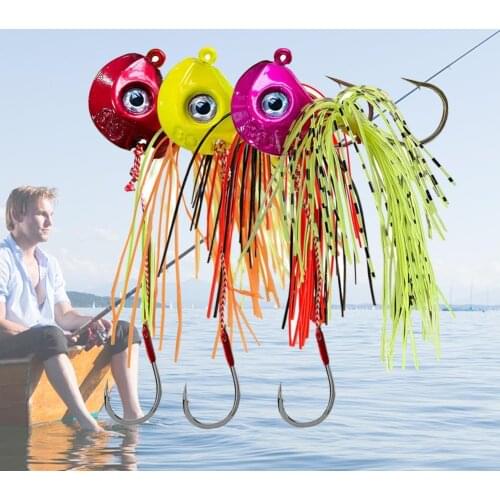 40/60/80/100g Lifelike Boat Fishing Baits Lead Head Silicone Wire Bionic Bait Hook Faux Lure Deep Sea Bait Hook Fish Accessory