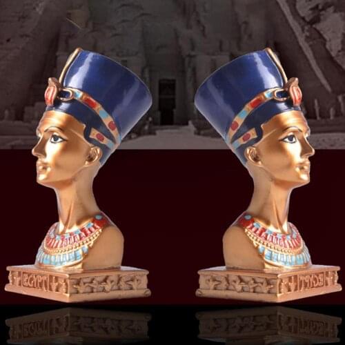 Retro Egyptian Queen Bust Statue Resin Figurine Vintage Souvenir Decorations Home Studio Table Decor Ornament Gifts