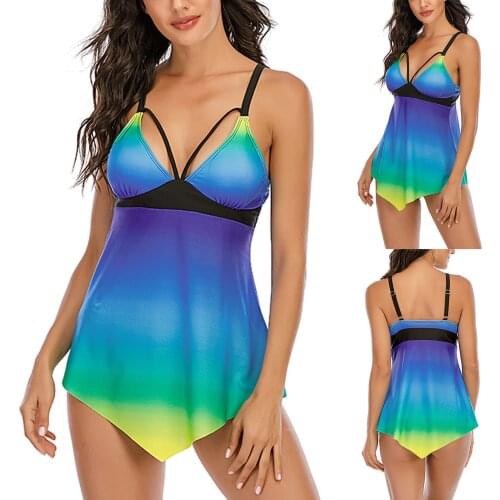 Sagace show high show thin hot spring blue swimsuit womens split solid color TANKINI swimsuit TANKINI swimsuit maillot de bain