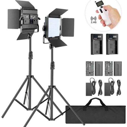 Neewer photography LED Video Light Kit 2-Pack 2.4G photo studio video light with Stand Bi-color 200 SMD for tik tok youtube