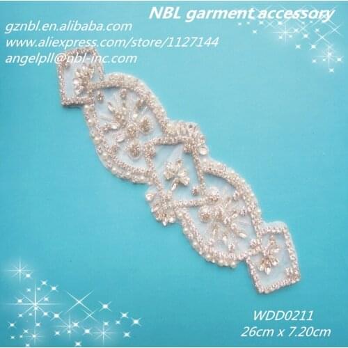 Beaded bridal crystal rhinestone pearl appliques patch for wedding dresses WDD0211