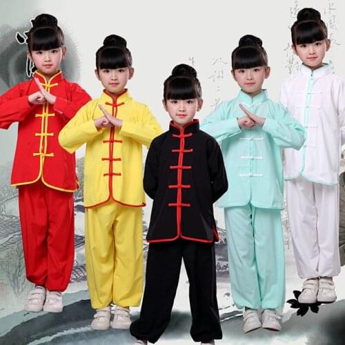 USHINE 100-180cm Taichi uniform cotton 6 color high quality Wushu kungfu clothing children adult martial arts WingChun suit