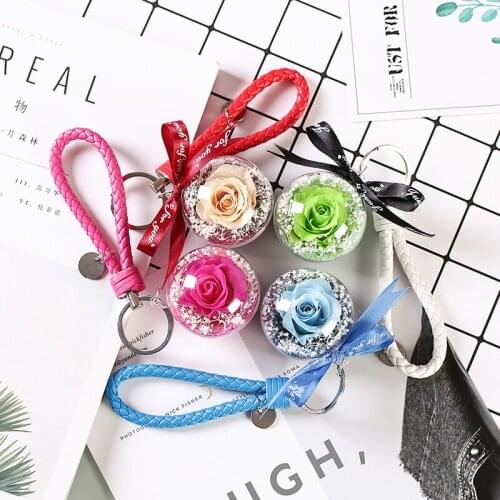 Eternal flower hanging dried flowers pendant for christmas fresh roses diy decorations for car/bag birthday valentines day gift