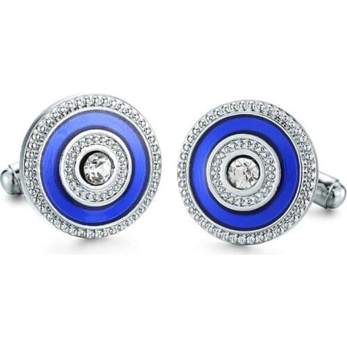 High quality mens shirts Cufflinks Blue Round Cufflinks barrister clothing accessories