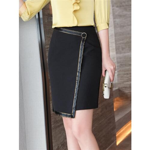 Women Irregular Skirts 2021Summer Streetwear High Waist Wide Leg Back Zipper Office Ladies Bodycon Slit Chic Black Mini Skirt