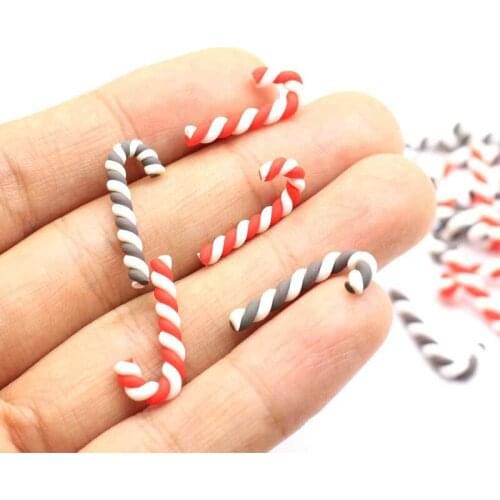 10pcs Nail Decoration Christmas Sugar Polymer Clay Lovely Outlooking Nail Art Decorations Candy Cane Creative Cute Accessories