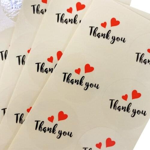100Pcs/lot Cute Round Transparent Thank you Self-adhesive Sealing Stickers Round Hand Made Sealing Sticker Baking For Gift