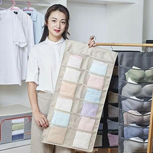 15/30Grids Multifunction Wardrobe Underwear Bags Storage Double-sided Use Hanging Make Up Organizer Household Shelf Clear Socks