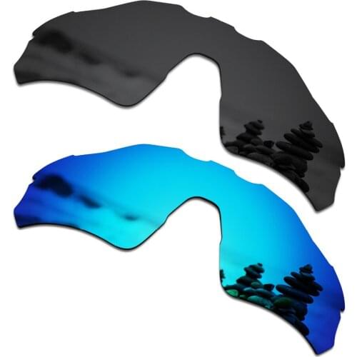 SmartVLT 2 Pieces Polarized Sunglasses Replacement Lenses for Oakley Radar EV Path Stealth Black and Ice Blue