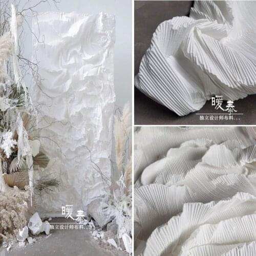 35 Colors Pleated Fabric Miyake Folds Imitation Cotton Linen DIY Patches Art Painting Wedding Decor Clothing Designer Fabric